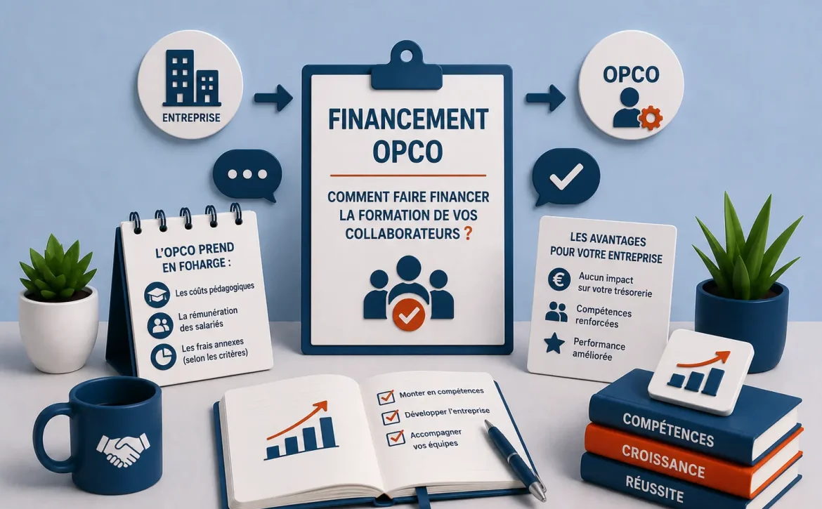 Illustration du financement OPCO permettant de financer la formation en anglais des collaborateurs d'une entreprise.
