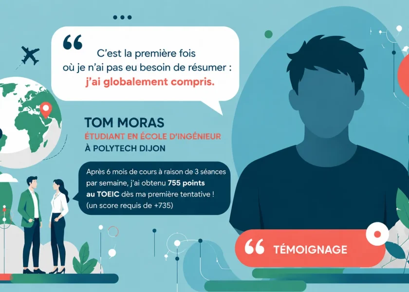 Témoignage de Tom Moras ayant obtenu 755 points au TOEIC après 6 mois de formation chez My English School Dijon